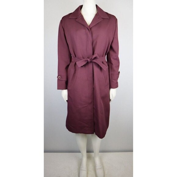 VINTAGE 70S WOMEN'S WINE PURPLE TRENCH COAT JACKET - MERVILLE - REMOVABLE LINER - Picture 1 of 16
